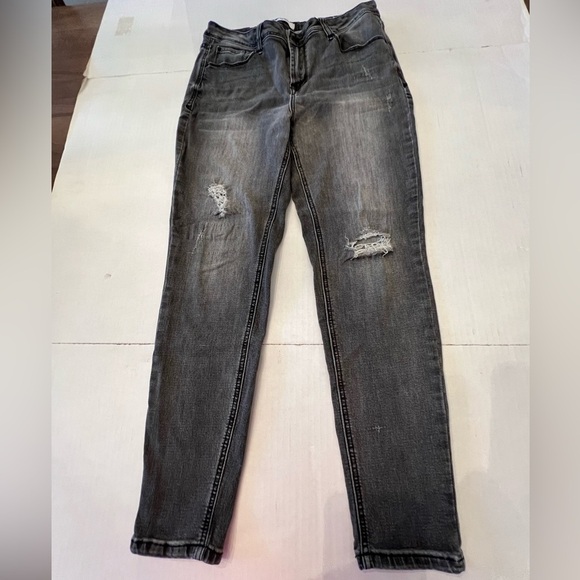 KENSIE EFFORTLESS ANKLE MID RISE   COLOR BLACK DISTRESSED.   SIZE 10/30 - Picture 1 of 12